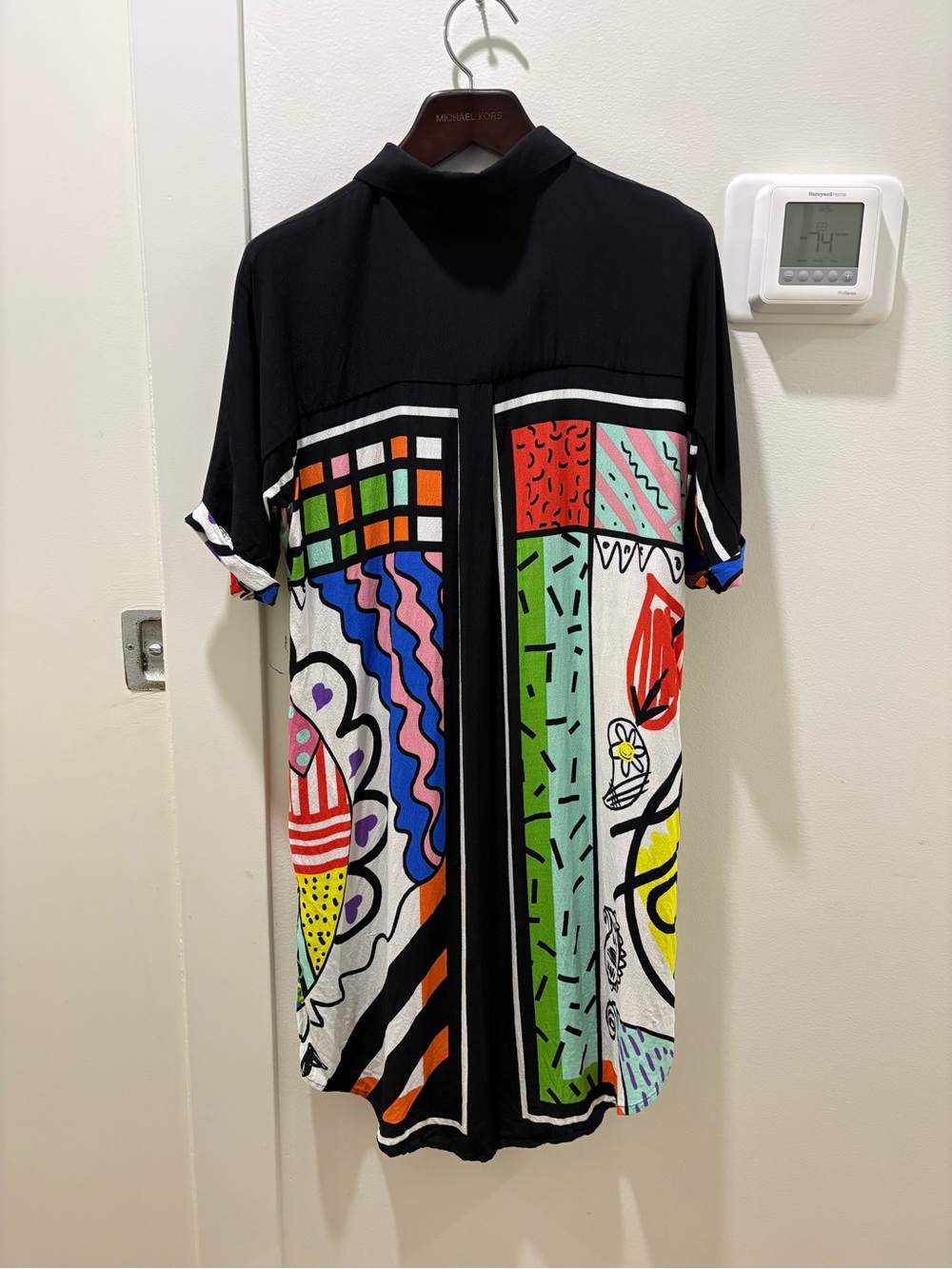 SOLD 🌟 DESIGUAL | Multicolor Graphic Button-Up Shirt Dress - Picture 4 of 10